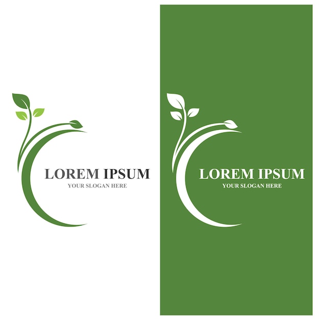 Vetor de elemento de logotipo de natureza ecologia verde folha