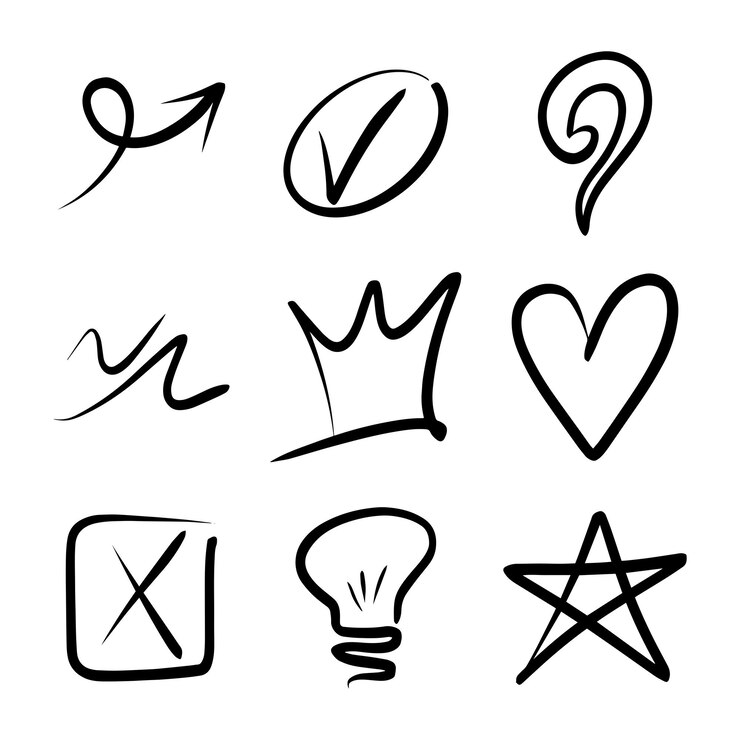Vetor vetor de elemento doodle definido para design de conceito