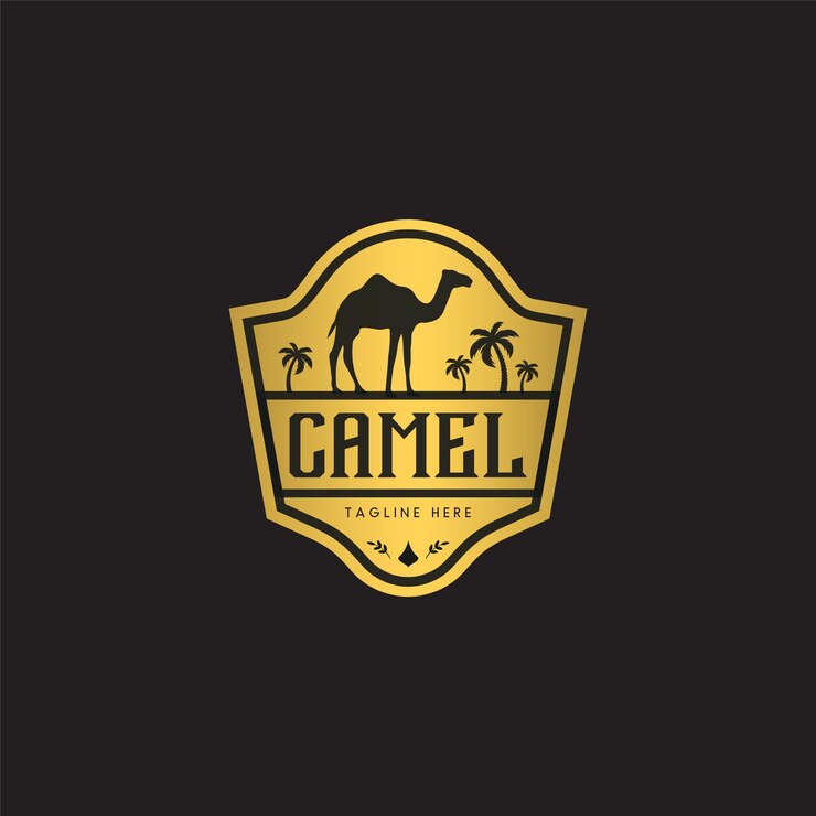 Vetor de emblema de camelo de ouro