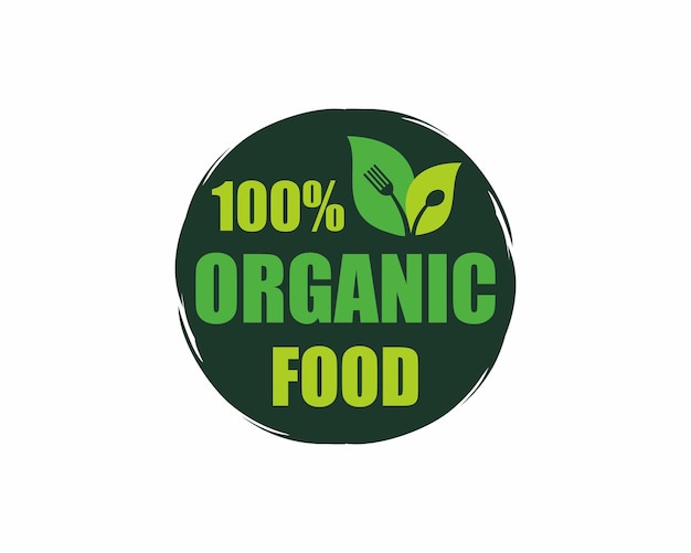 Vetor de emblema de etiqueta de rótulo de 100 por cento de alimentos orgânicos