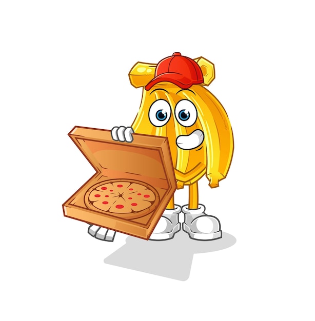 Vetor de entregador de pizza de banana. personagem de desenho animado