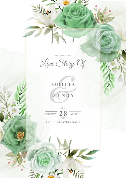 Vetor de eps de flores de design de cartão de casamento de convite