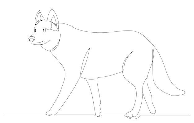 Vetor de esboço de desenho de linha contínua de lobo