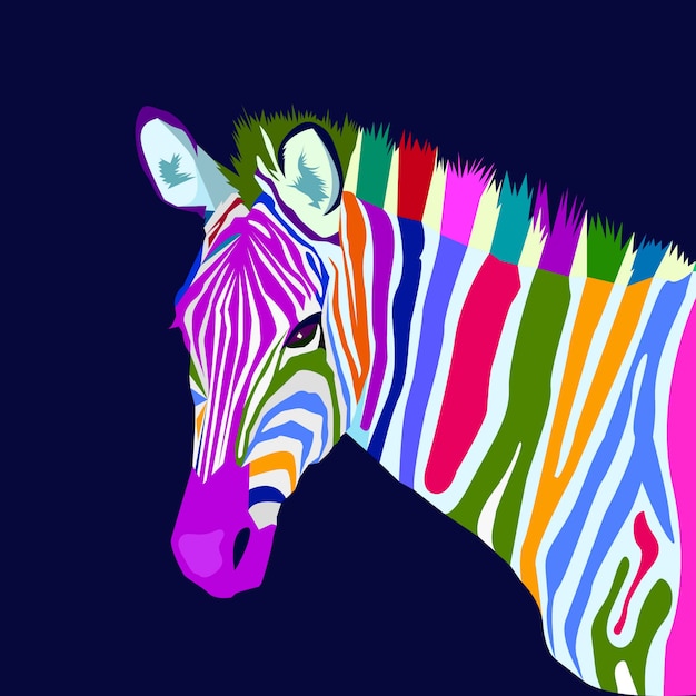 Vetor vetor de estilo de arte pop de conceito de zebra colorido