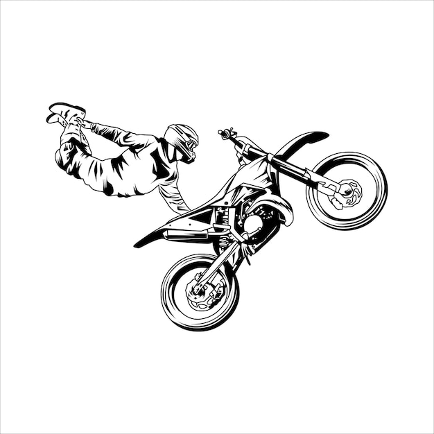 Desenho Em Preto E Branco De Vetor De Moto Com Desenho De Peças  Sobressalentes Ilustração do Vetor - Ilustração de lambreta, motocross:  213643611