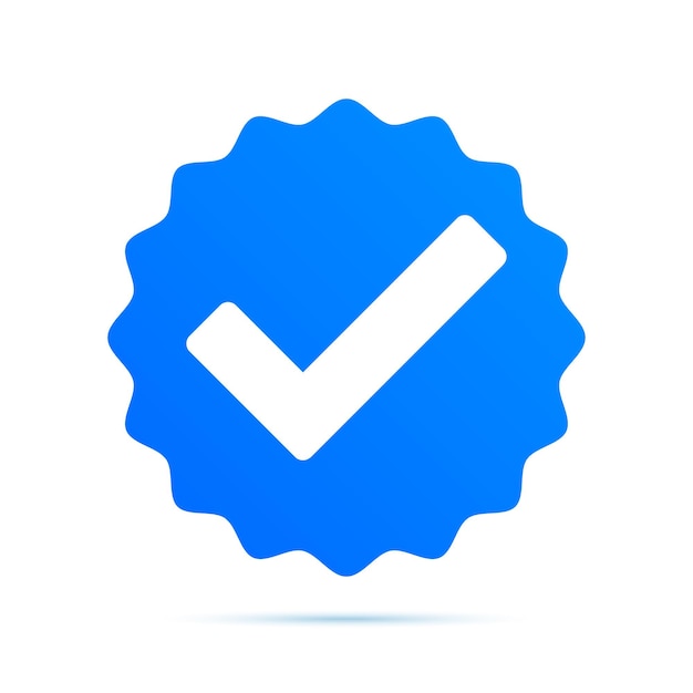 Vetor vetor de estrela de círculo azul de marca de verificação de verificação ícone isolado no fundo branco