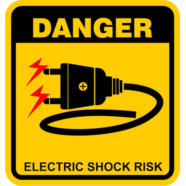 Vetor de etiqueta de risco de choque elétrico de perigo