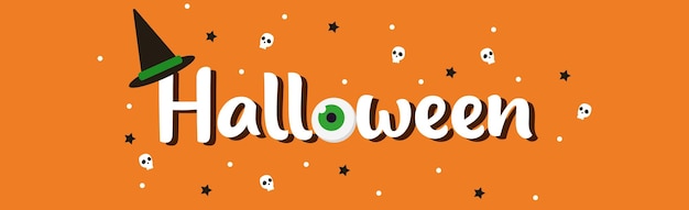 Vetor de felicitações de banner de web brilhante colorido de halloween