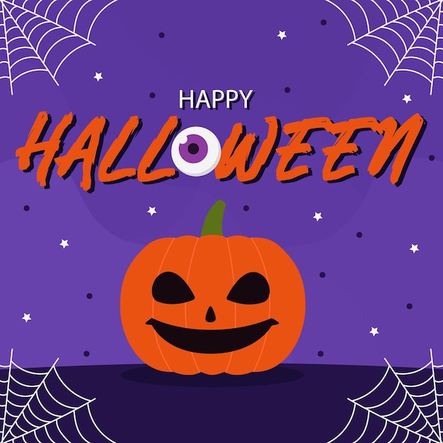 Vetor de felicitações de banner de web brilhante colorido de halloween