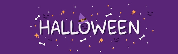 Vetor de felicitações de banner de web brilhante colorido de halloween