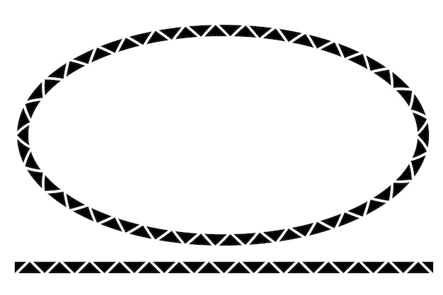 Vetor de forma simples oval e moldura preta em linha, isolada no branco