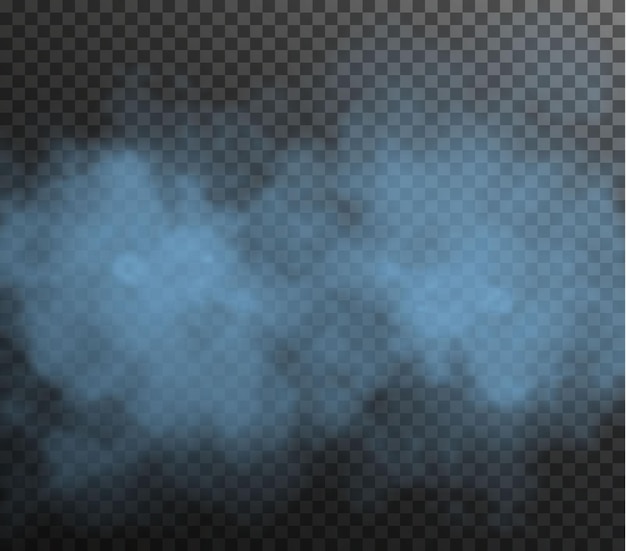 Vetor vetor de fumaça isolada png textura de fumaça azul em um fundo preto transparente efeito especial