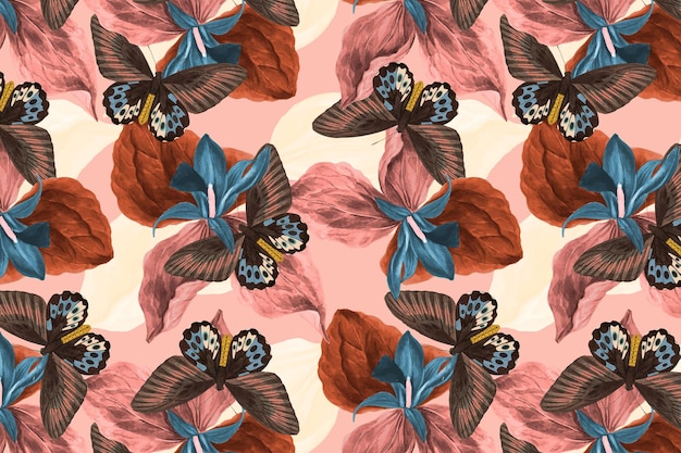 Vetor de fundo abstrato floral em forma de borboleta com espaço de design, remix de The Naturalist's Miscellany, de George Shaw
