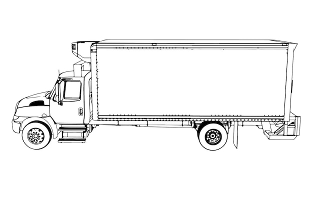 Vetor vetor de fundo branco de esboço de caminhão