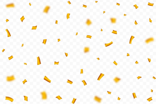 Vetor de fundo caindo de confete e folha de ouro ilustração de queda de confete dourado realista confete dourado isolado em fundo transparente elemento de celebração de festa e festa de aniversário
