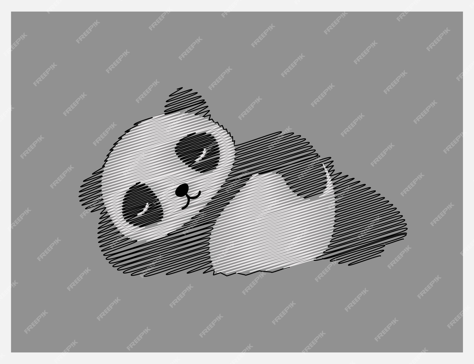 Panda bonito sobre desenho de parede, Vetor Premium