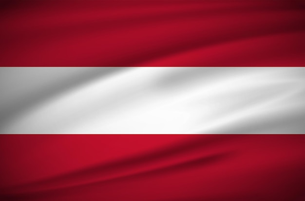 Vetor de fundo de bandeira de Áustria ondulado realista ilustração vetorial de dia da independência da Áustria