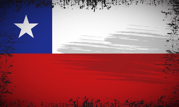 Vetor de fundo de bandeira ondulada do chile com estilo de pincelada vetor de dia da independência do chile
