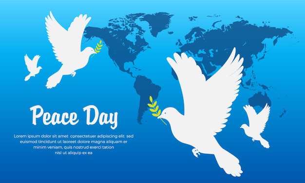 Vetor vetor de fundo de design do dia mundial da paz design internacional do dia da paz com vetor de desenhos animados de pombo