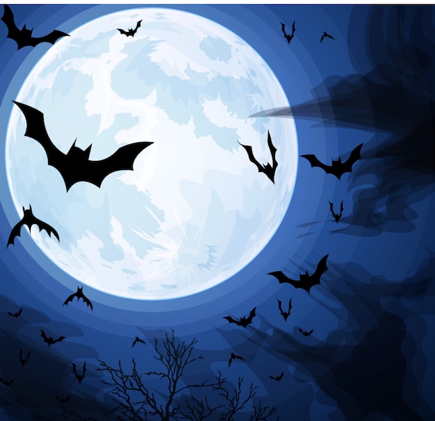 Vetor de fundo de pesadelo de lua cheia