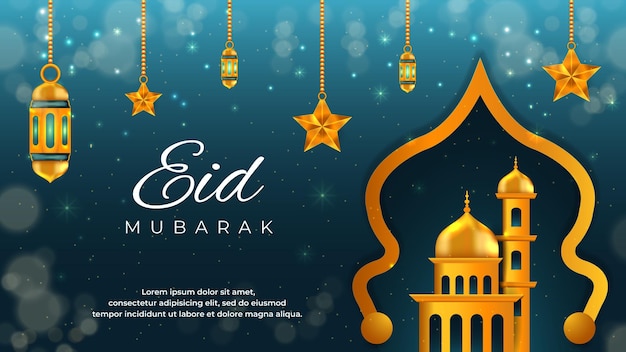 Vetor de fundo de saudação islâmica de luxo de Eid Mubarak