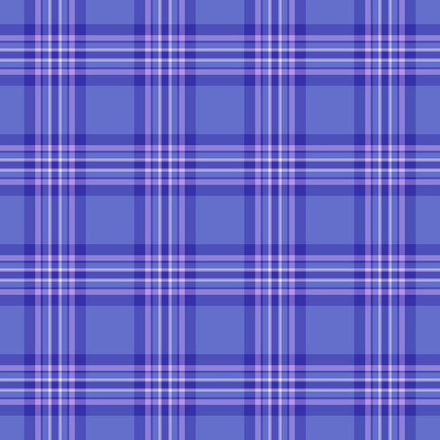 Vetor de fundo de textura de tecido sem costura com um padrão xadrez tartan em cores índigo e azul