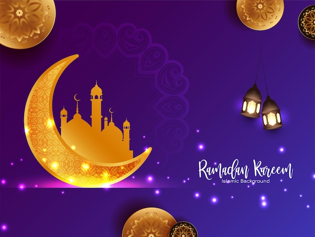 Vetor de fundo islâmico da lua crescente de ramadan kareem