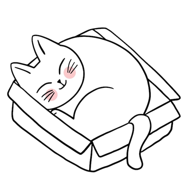 Vetor de gato branco personagem bonito dos desenhos animados.