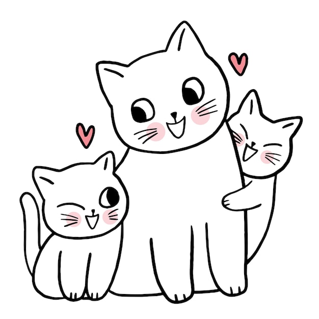 Vetor de gato de personagem engraçado bonito dos desenhos animados