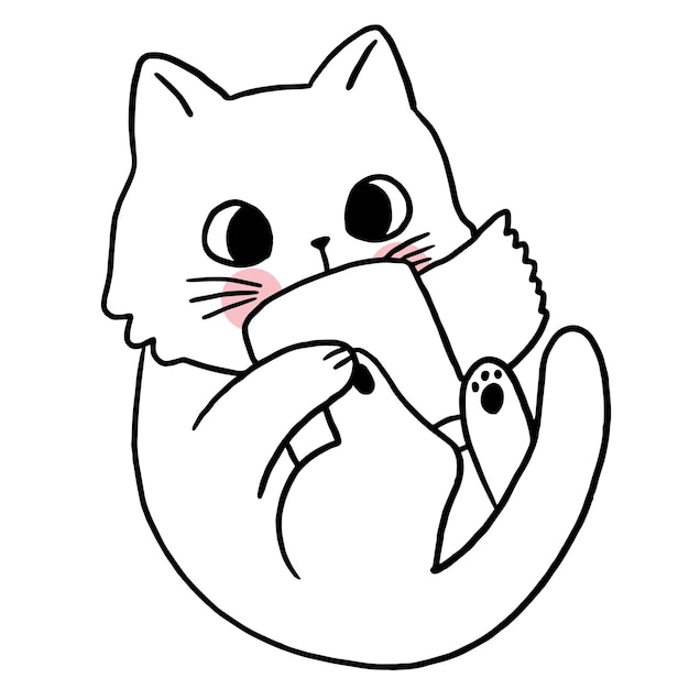 Vetor de gato de personagem engraçado bonito dos desenhos animados