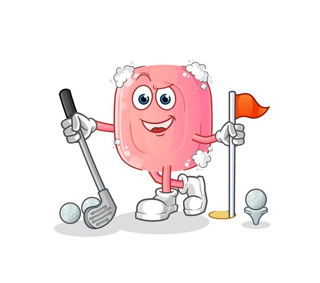 Vetor de golfe de jogo de sabão. personagem de desenho animado