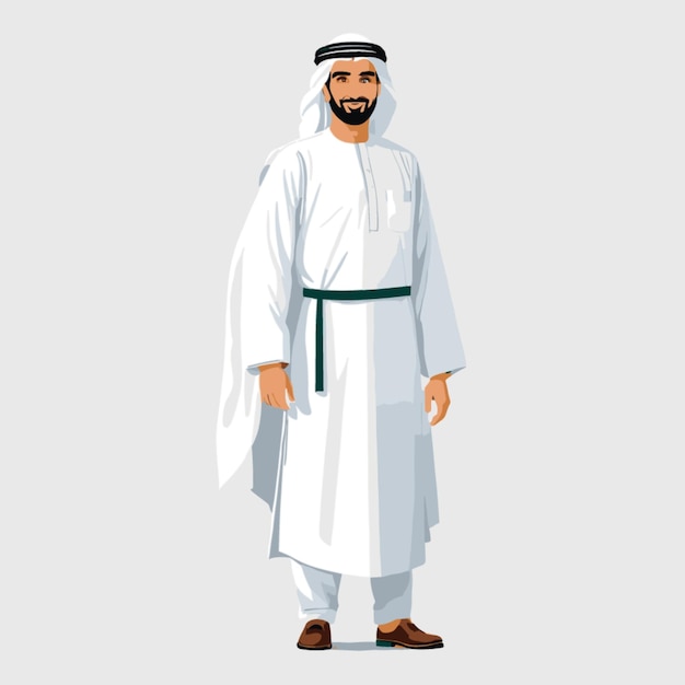 Vetor vetor de homem árabe em fundo branco