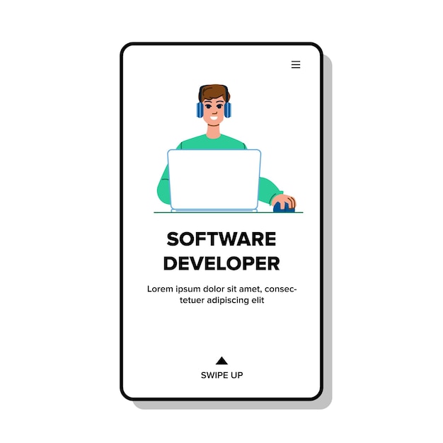 Vetor de homem desenvolvedor de software