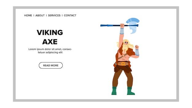 vetor de homem machado viking