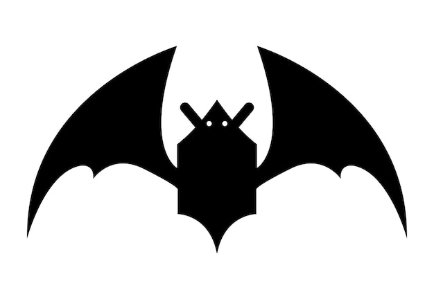 Vetor de ícone animal de morcego assustador isolado em um logotipo de fundo branco da sombra da silhueta do morcego