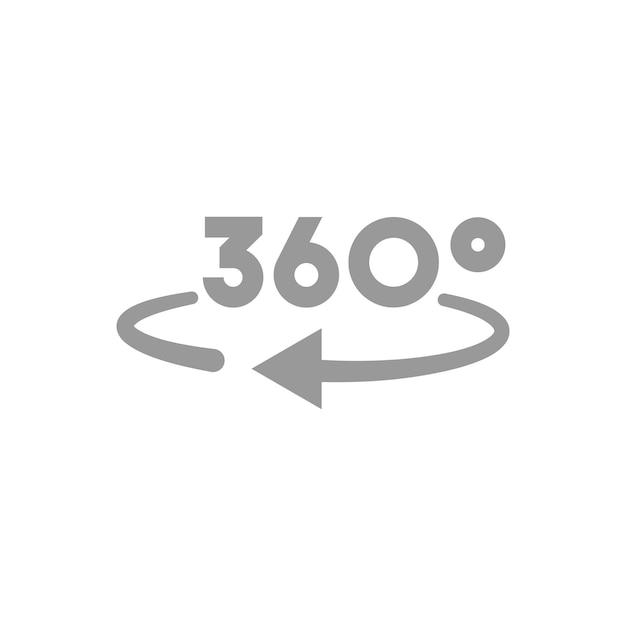 Vetor de ícone de aplicativo de 360 graus para visualização de área de 360 e seta circular