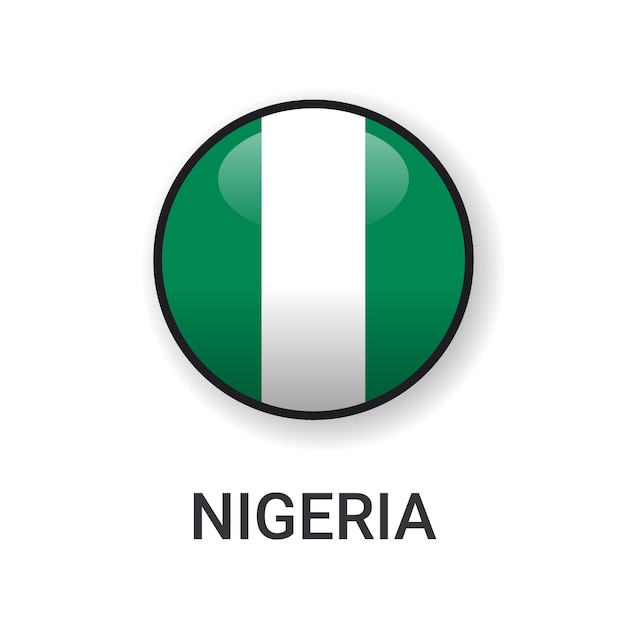 Vetor de ícone de bandeira da nigéria redondo realista isolado em fundo branco para ícone de jogo esportivo