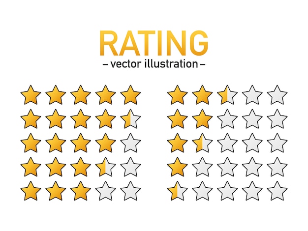 Vetor de ícone de classificação de 5 estrelas. distintivo isolado para site ou aplicativo. estrelas revisão de classificação do produto do cliente.