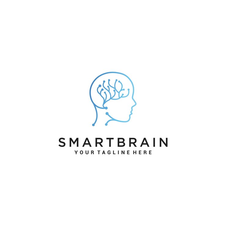 Vetor vetor de ícone de design de logotipo de cérebro inteligente