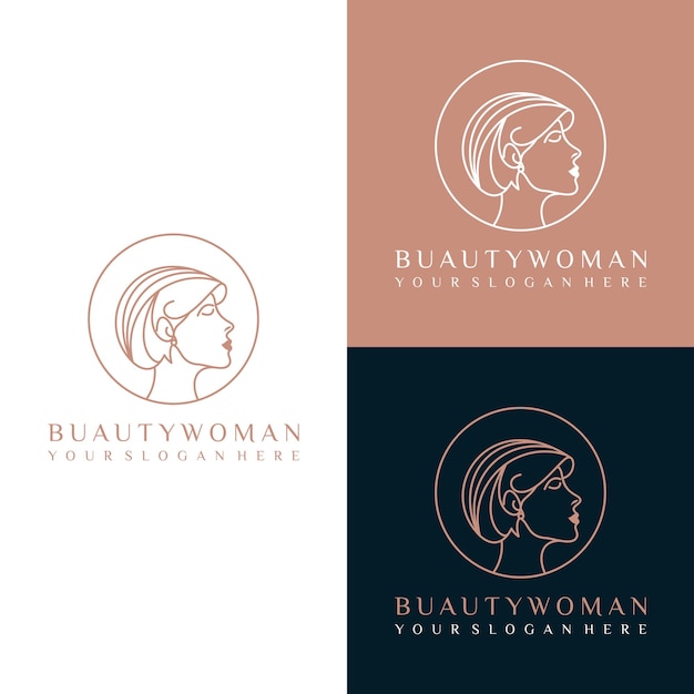 Vetor de ícone de design de logotipo de mulher buauty