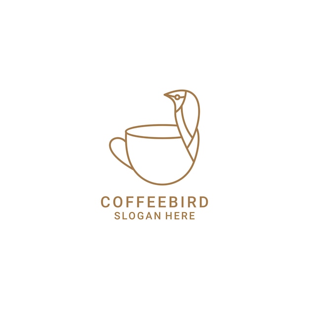 Vetor de ícone de design de logotipo de pássaro de café