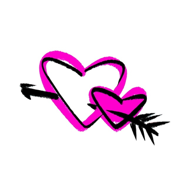 Vetor de ícone de doodle de dois corações