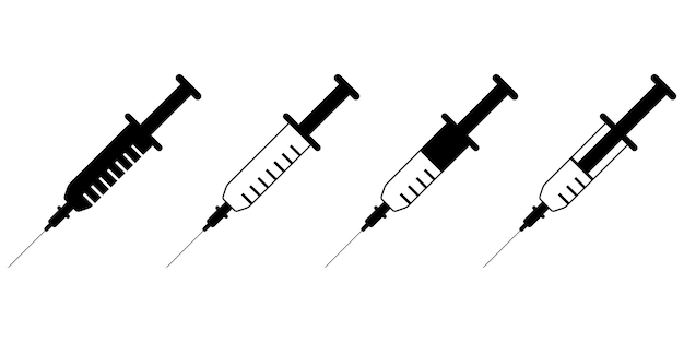 Vetor vetor de ícone de injeção de seringa. ícones médicos. estilo simples. cadastre-se isolado no fundo branco. vec