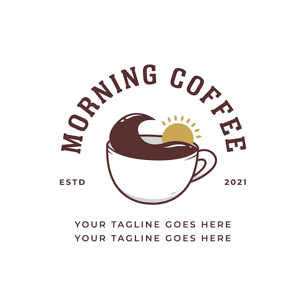 Vetor de ícone de logotipo de café quente da manhã também adequado para gráfico de design de camiseta