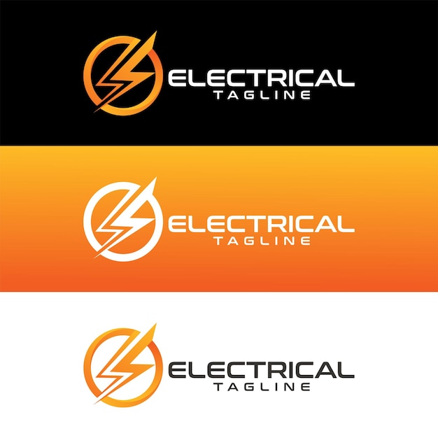 Vetor vetor de ícone de logotipo elétrico moderno isolado com ilustração de símbolo de relâmpago ou trovão