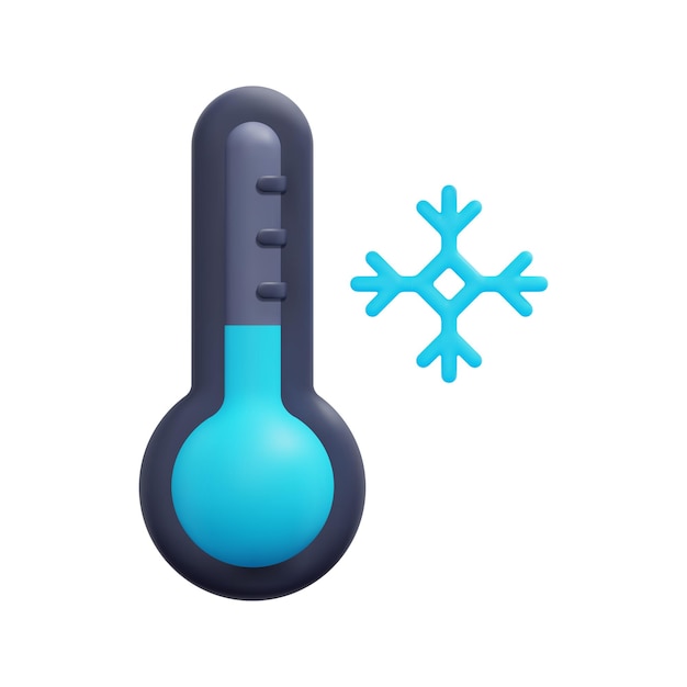 Vetor vetor de ícone de termômetro e floco de neve 3d isolado no fundo branco previsão de meteorologia do tempo 3d e conceito de natureza estilo minimalista dos desenhos animados vetor de ícone frio 3d render ilustração