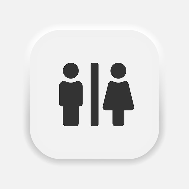 Vetor de ícone wc ícone de toalete e banheiro símbolo feminino masculino símbolo de banheiro no estilo de neumorfismo vetor eps 10