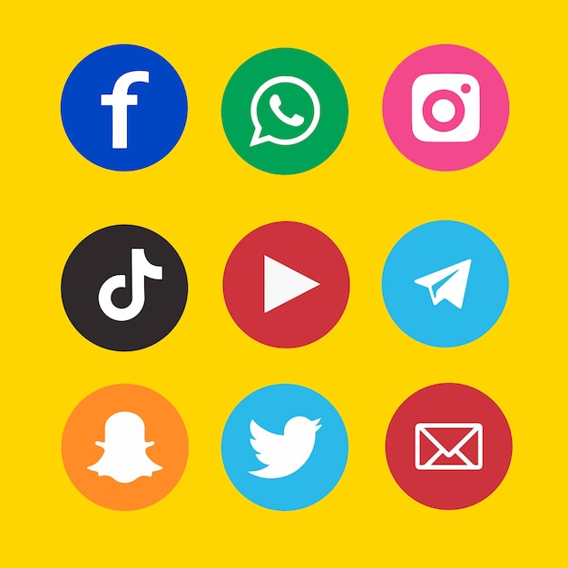 vetor de ícones de mídia social vetor definido com logotipos do Facebook Instagram twitter Tiktok Youtube