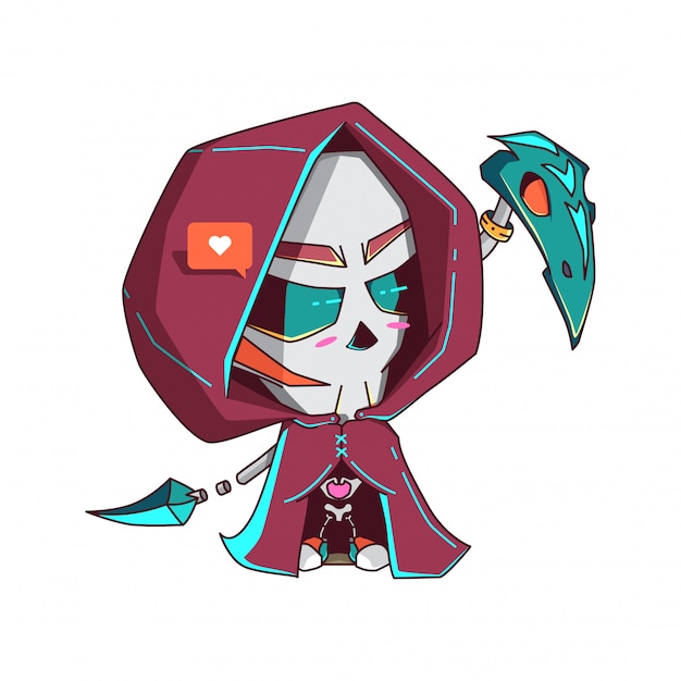 Vetor vetor de ilustração bonito grim reaper