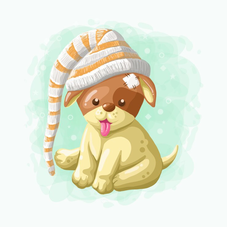 Vetor vetor de ilustração de cachorro bonito dos desenhos animados